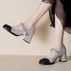 Silver Glitter Mary Janes High Heels Women Leather Patchwork Pumps Retro Style Thick Heeled Crystal Lolita Shoes Tacones Mujer
