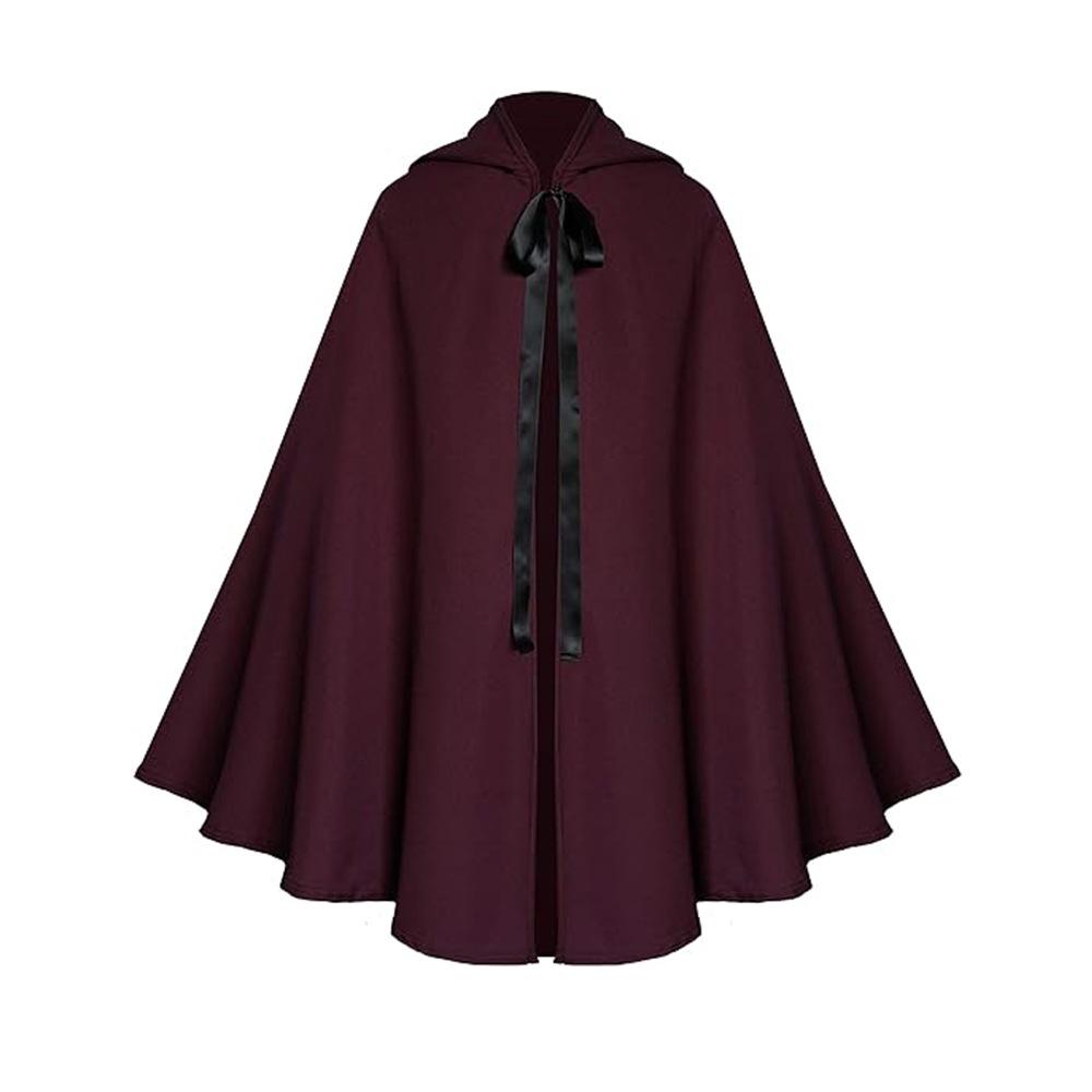 Medieval Grim Reaper Halloween Costume Cloak Cape Adult Cosplay Stage Performance Robe with Hood Gothic Black