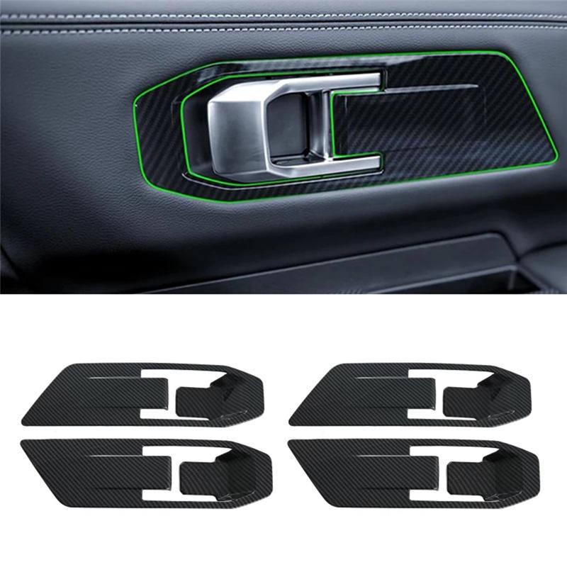 For Mitsubishi Triton / L200 2024 Inner Door Handle Bowl Frame Cover Trim Sticker Interior Accessories Carbon Fiber Parts