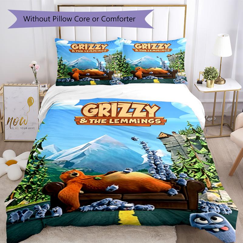 Grizzy Lemmings Bed Linen Set Perfect for Bedrooms Machine Washable Perfect Gift for Friends Family