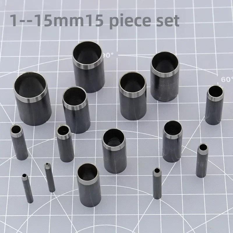 Leather Hole Punch Die Round,15pcs One Hole Hollow Punch 1-15 Mm High Carbon Steel Circle Cutter Tool