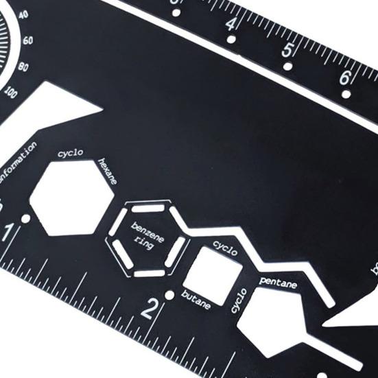 Инженерная линейка Транспортир Компас Многофункциональный карманный инструмент Метрическая дюймовая сантиметровая линейка Прецизионные технические чертежи Гаджет