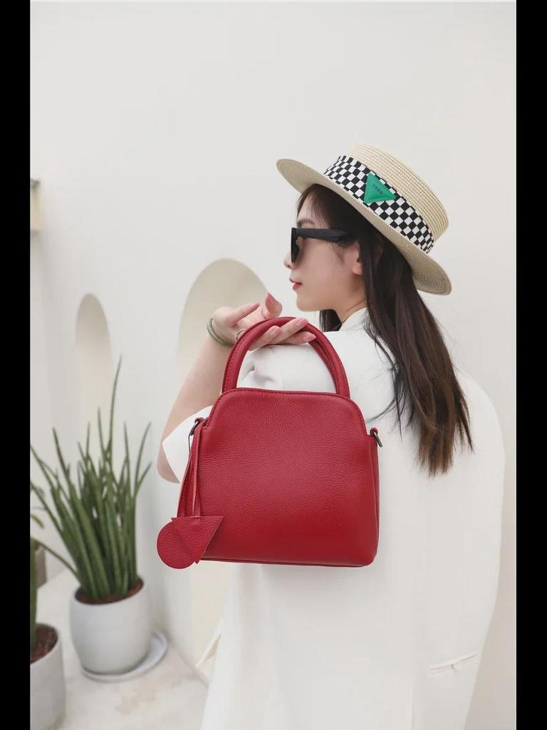 Genuine Leather Women's Top-Handle Shoulder Bag - Elegant European & American Style 2025