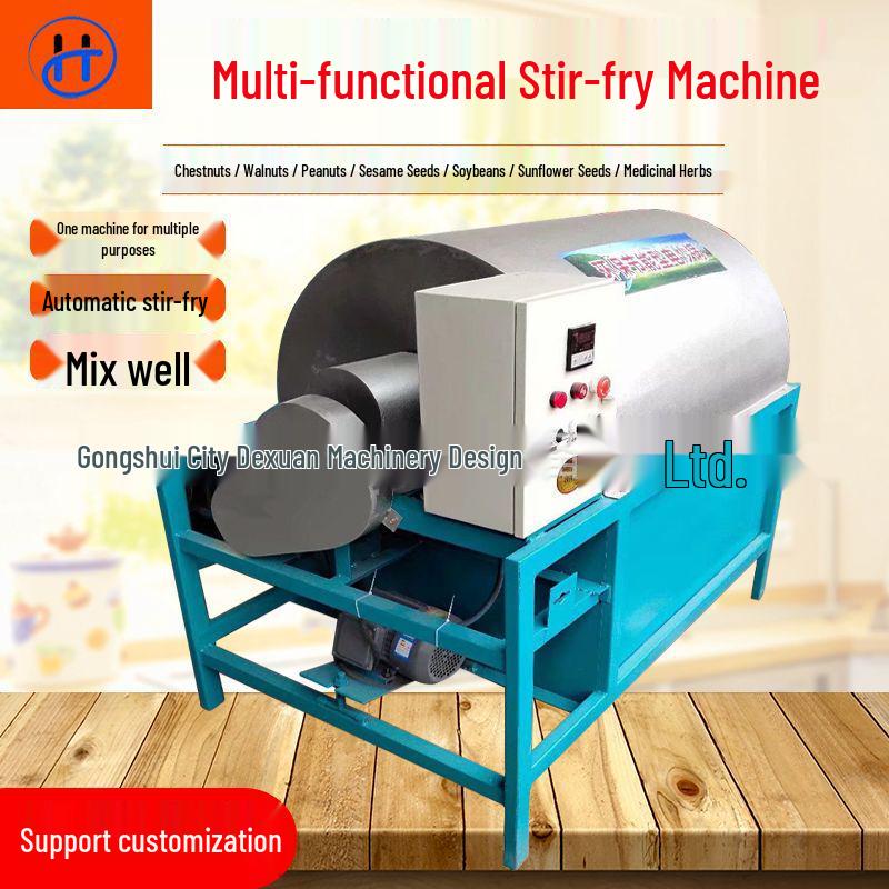 Compact Electric Roller Roasting Machine for Seeds & Nuts (Coal/Wood/Gas Compatible)