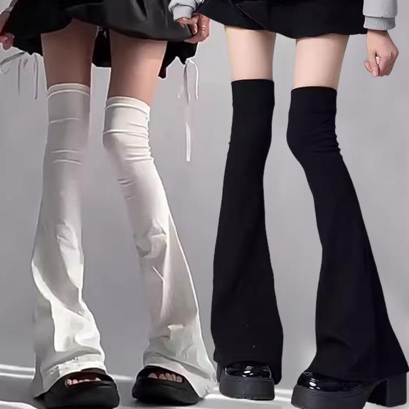 Japanese Lolita Over Knee High Sock Harajuku 60cm Long Leg Warmers Women Stockings Fashion Black White Cotton Boot Cover Socks