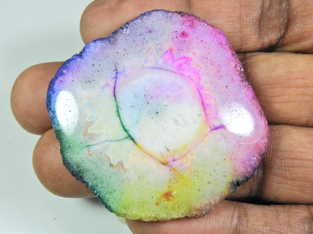 134Cts. Окрашенный солнечный друзовый агат многоцветный фантазийный кабошон россыпью драгоценный камень ET-26