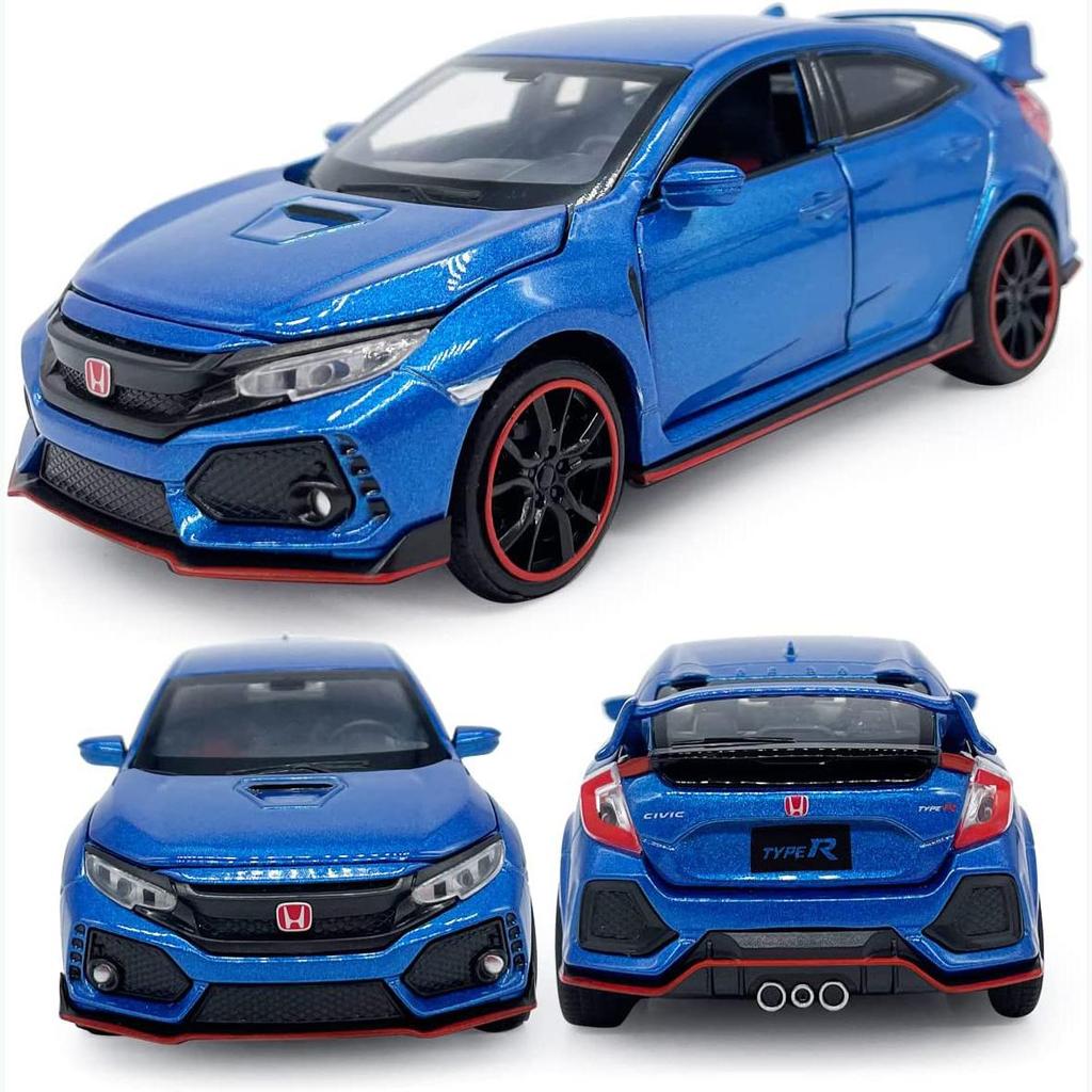 1:32 масштаба 2017 Honda Civic Type-R, литая под давлением модель автомобиля, игрушечный автомобиль с открытыми дверями, свет и звук для детей, мальчиков, девочек, взрослых и мужчин, коллекция