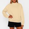 Women's Solid Color Fleece Sweatshirt With A Small High Neck And Loose Fit