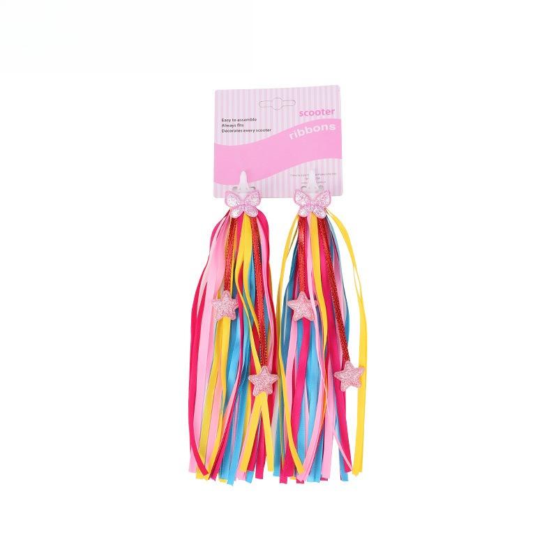 1Pair Star Tassel Handlebar Ribbon, Universal Decor for Bicycle, Motorcycle, Scooter & Balance Bike