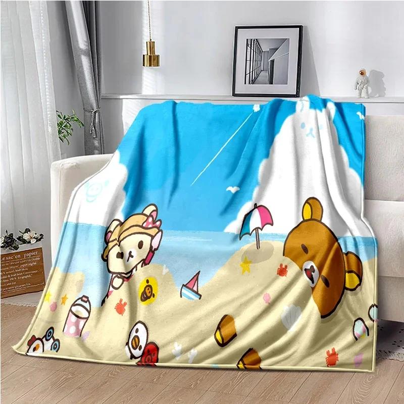 Мультяшный Rilakkuma Аниме Девочки Пледы Одеяло для Ребенка Поход Пикник Кровать Супер Мягкое Милое каваи Фланелевое Одеяло подарок на день рождения