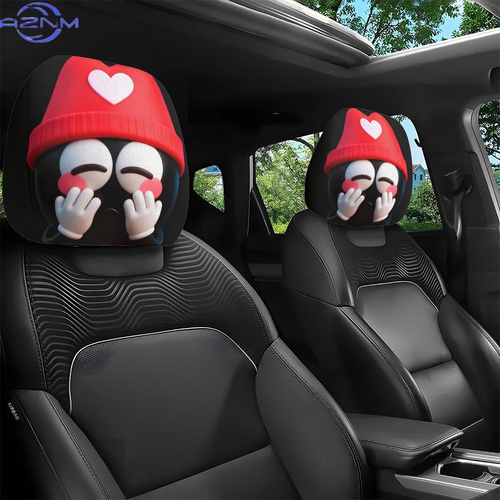 Shy and Cute Heart-Shaped Headrest Covers, Interior Decor, No Filling Material, Easy to Install and Wash, Ideal for Cou