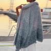 2025 Весна Осень Женский Однотонный Вязаный Кардиган Повседневный Удобный Свитер с Пайетками Водолазка Пальто Свободная Женская Верхняя Одежда