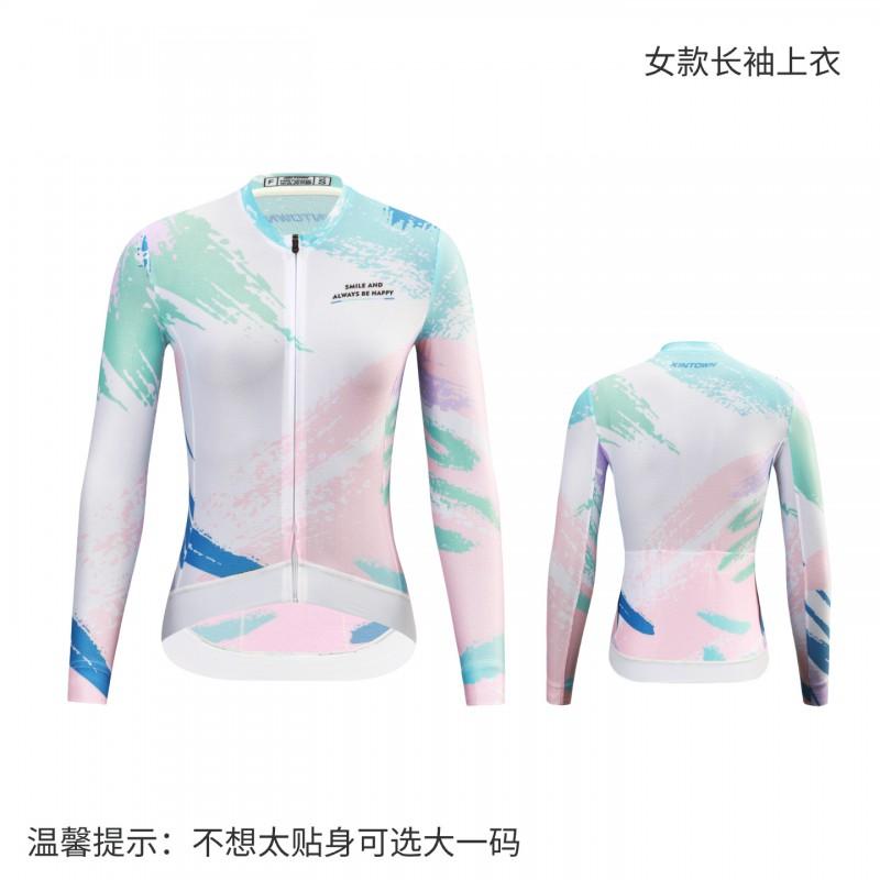 Womens Cycling Jersey Long Sleeve Top Moisture Wicking Road Bike Shirt