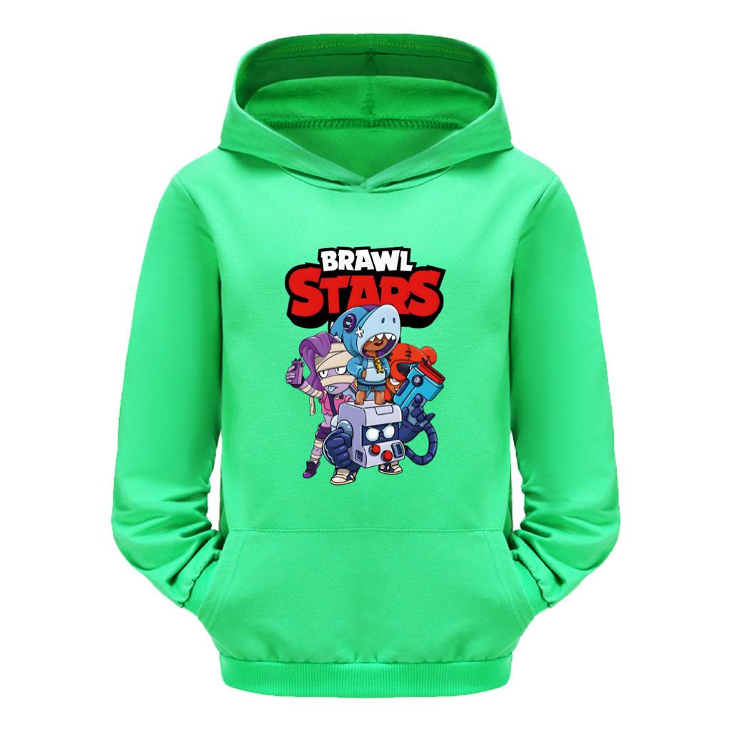 4093 Детские Худи для Мальчиков и Девочек Brawl Stars с Принтом, Карманные, с Длинным Рукавом и Капюшоном
