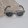 Солнцезащитные очки с большой оправой «кошачий глаз», инкрустированные бриллиантами, персонализированные солнцезащитные очки для уличной съемки со вспышкой и бриллиантами, женские солнцезащитные очки