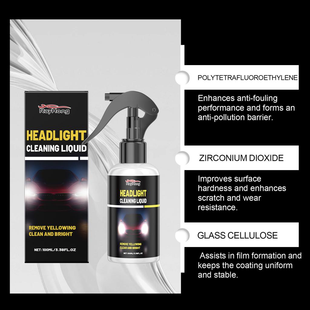 Car Headlight Cleaner - Headlight Care Agent for Stain Removal, Brightness Enhancement, Polishing & Maintenance