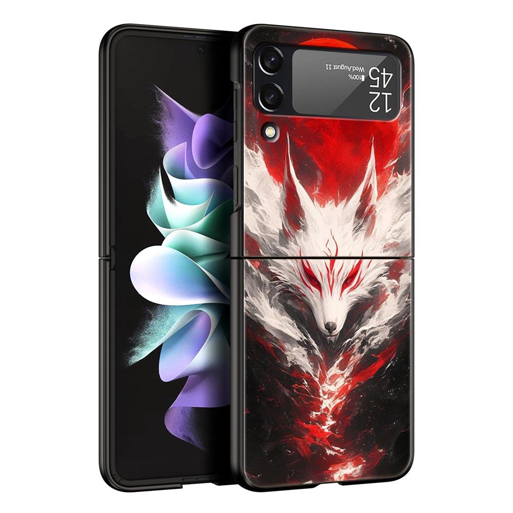 Красная Лиса Жесткий ПК Чехол для Телефона Для Samsung Galaxy Z Flip 7 6 5 4 Черный Чехол Для Galaxy Z Flip 3 Складной Корпус Fundas Capas Coque