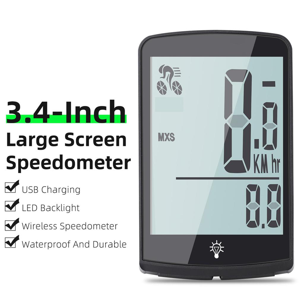 Bike Speed Meter Rainproof Cycle Mileometer Multi Functional Digital Bike Speedometer Full Screen Mobilephone APP