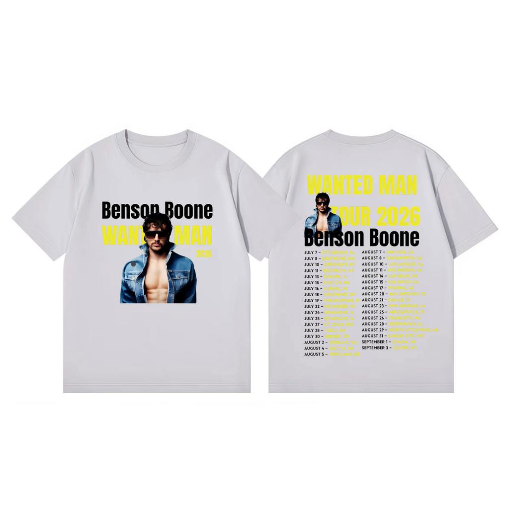 Benson Boone Wanted Unisex Tour 2026 Graphic T Shirts Unisex Women Clothing Rock Fashion Tshirts Summer Casual Loose Cotton Tshirt