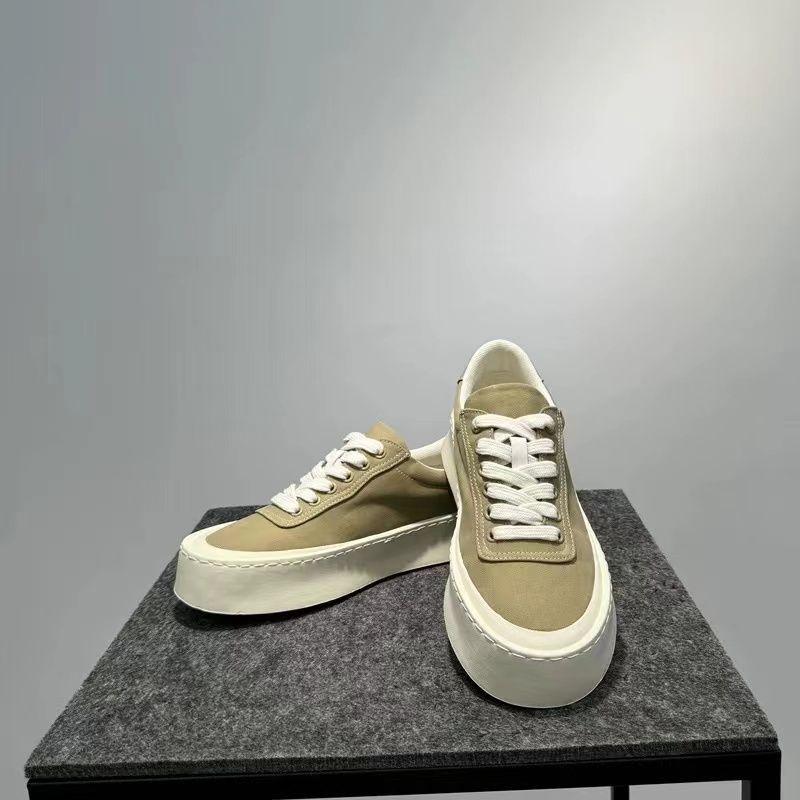 Board Shoes Men's 2025 New Canvas Breathable Casual Shoes Trendy Versatile Thick-soled Heightening Shoes Low-top Lace-up Cloth Shoes