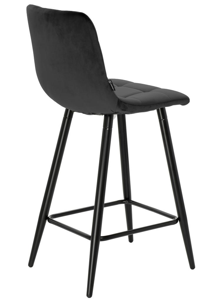 Półhoker, Krzesło Barowe Tore Velvet Czarny 65 Cm