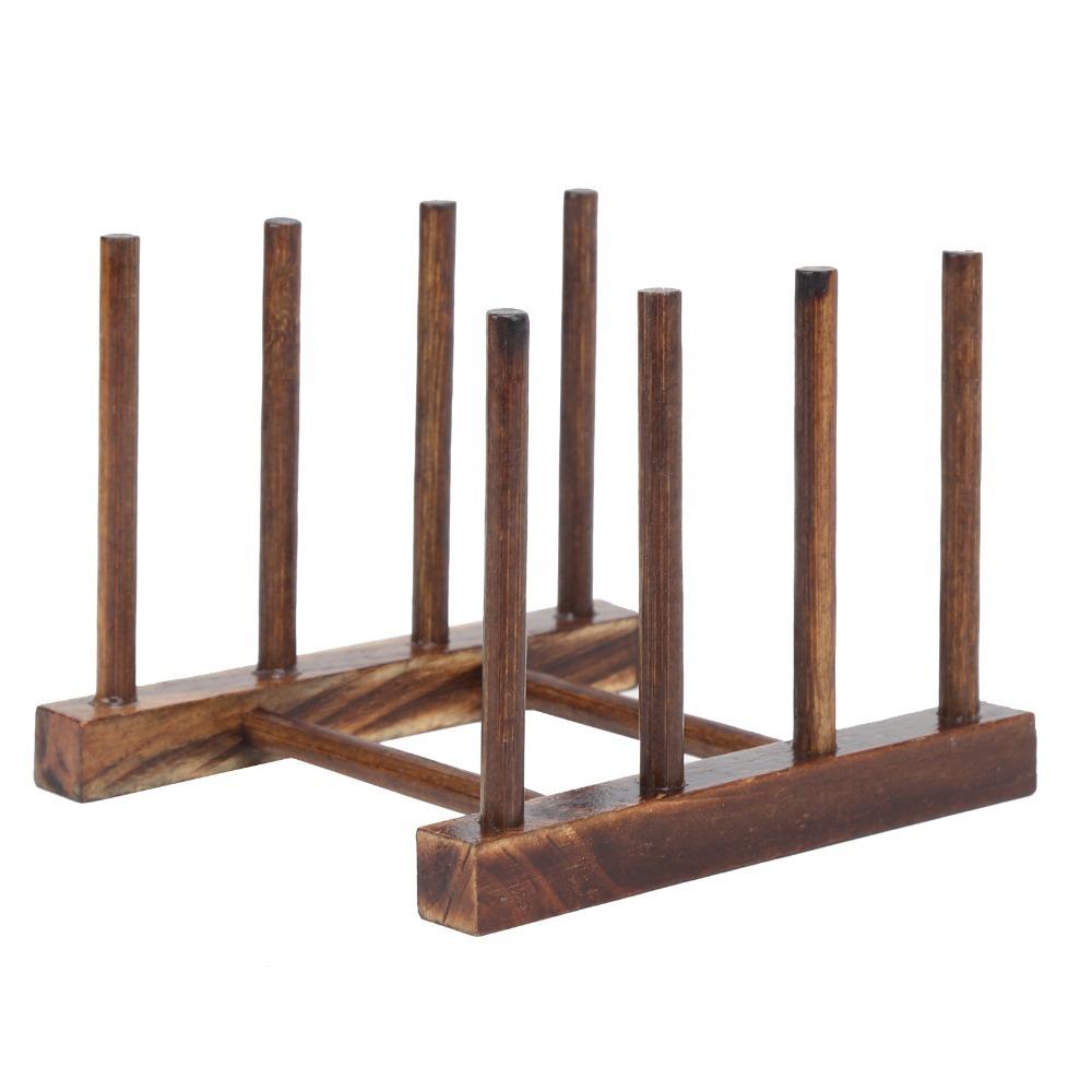 2pcs Brown Color Dish Drying Rack Vertical Design Cabinet Organizer For Kitchen Use
