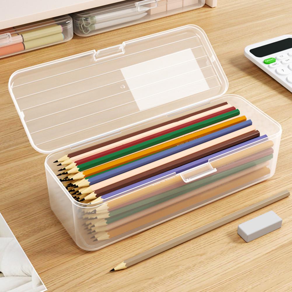 Pencil Case Large Capacity Transparent Plastic Pencil Case Ideal Storage Box for Home School Office Supplies Clear Pencil Case