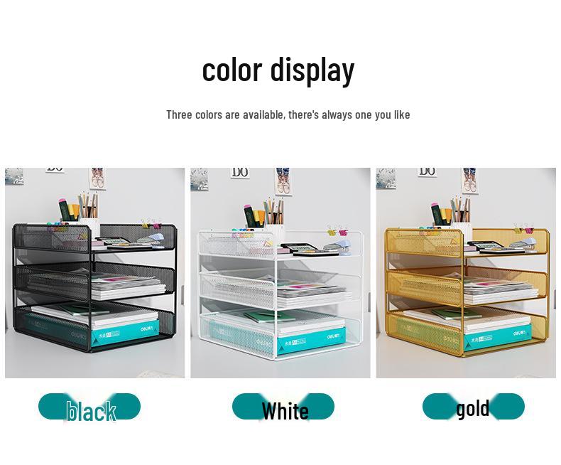 Настольный органайзер для офиса: Многоярусная стойка для файлов и коробка для хранения принадлежностей