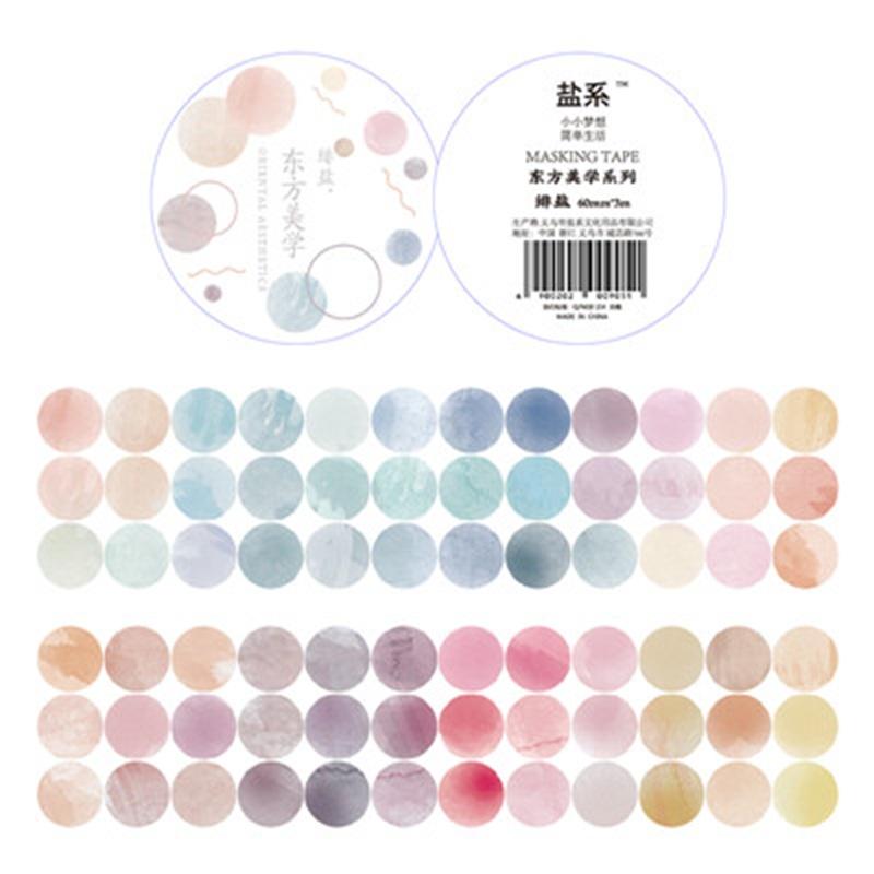 1 roll Watercolor Polka Dot Sticker Junk Journaling Accessories Scrapbooking DIY Color Label Washi Sticker Stationery Suit