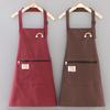 1Pc/1 Set Sleeveless Garden Apron Japanese Style Zipper Pocket Adjustable Strap Waterproof Oilproof Stripe Print Kitchen Apron for Home