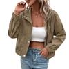 Women S Stand Collar Single Breasted Corduroy Solid Casual Jacket