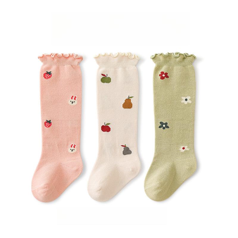 3 пары/лот Детские гольфы до колена Детские для девочек и мальчиков Мягкие хлопковые длинные носки Милые испанские полосатые однотонные детские носки для 0-3 лет
