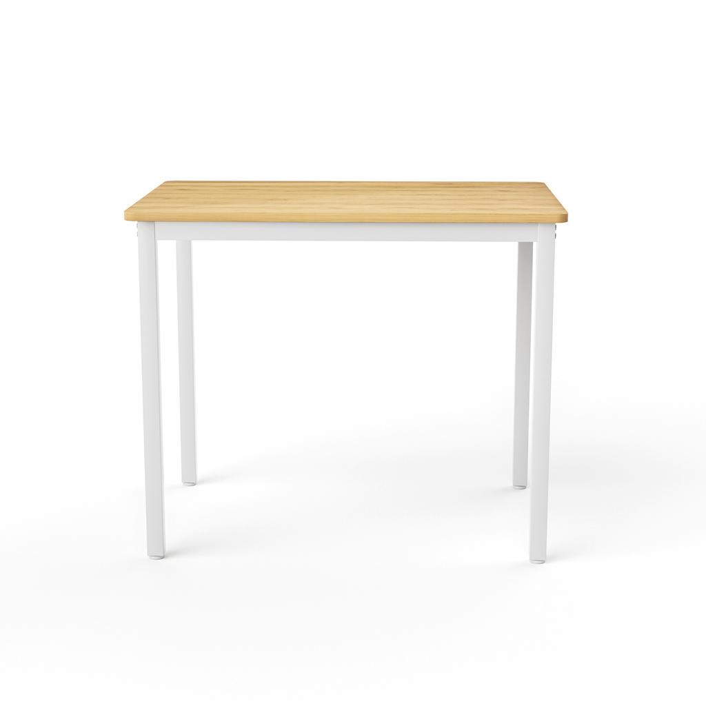 Dining Table Set, Bar Table with 2 Dining Benches, Industrial Breakfast Table for Kitchen, Living Room, Party Room, Natural Color and White
