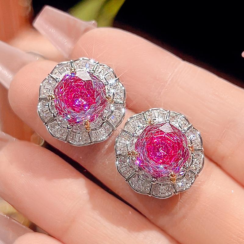 Ювелирные изделия Медное основание Позолоченное Огранка роза Цвет питайи Темперамент Легкая роскошь Костюм Женский 16-10М