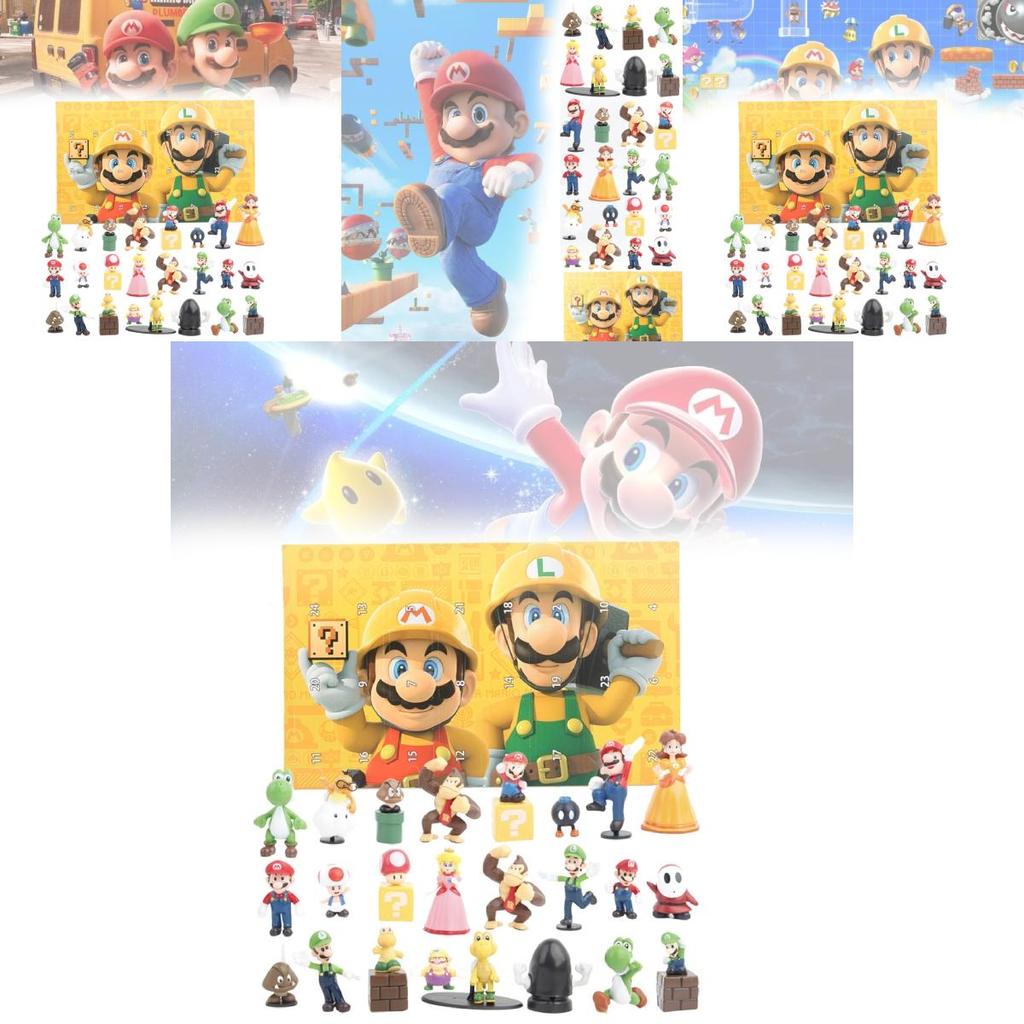 Super Mario Red And Green Mushroom Character Blind Box Figurines Set Of 24 Unique Designs