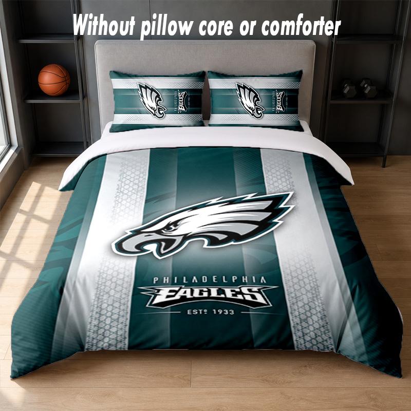 Дизайн Philadelphia Eagles Комплект постельного белья 1 пододеяльник + 2 наволочки Мягкое дышащее домашнее постельное белье