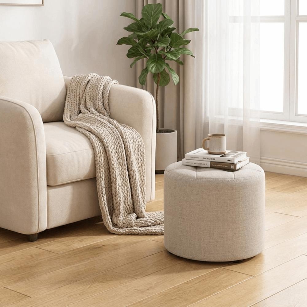 Portable Sitting Pier Soft Foot Stool Space Saving Vanity Stool Bedroom
