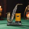 Retro Desk Decor Vintage Saxophone & Violin Pen Holder, Resin Musical Instrument Organizer, Weighted Artistic Organizer Base Pencil Stand for