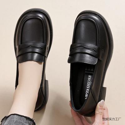 Кожаные женские туфли-лоферы черного цвета в британском стиле, маленькие кожаные туфли на мягкой подошве, универсальные, повседневные, одинарные, Ruini