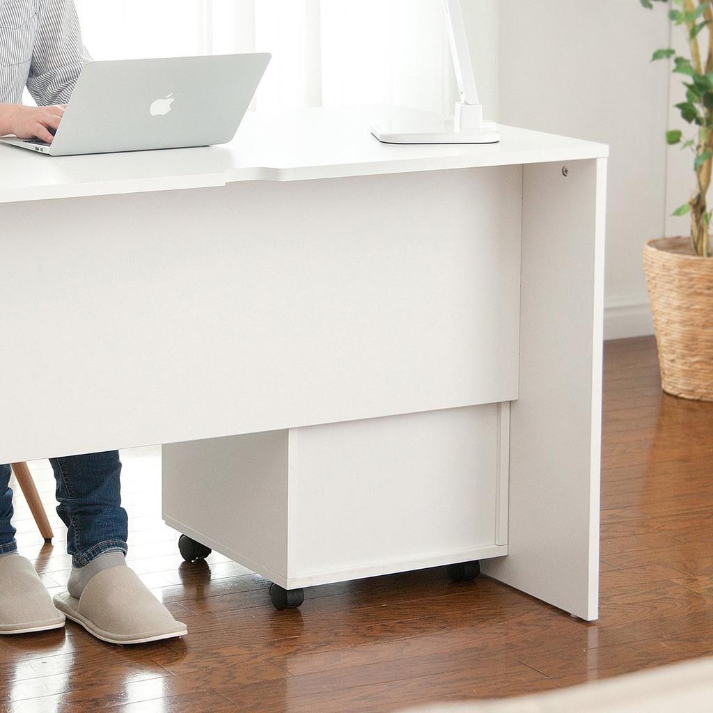 Sanwa Direct Desk Wagon Wooden с роликами, 3 яруса, совместимый с форматом A4, ширина 40 x глубина x высота 60 см, комод, белый 43,2 100-SNW017W