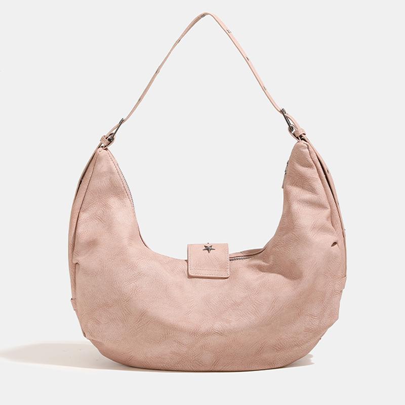 Большие вместительные сумки-тоуты в форме полумесяца для женщин, роскошные дизайнерские сумки и кошельки, новые в винтажном стиле, сумка через плечо с заклепками