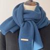 Winter Warm Solid Color Cross Scarf Woolen Thicken Neckerchief Neck Scarf Women