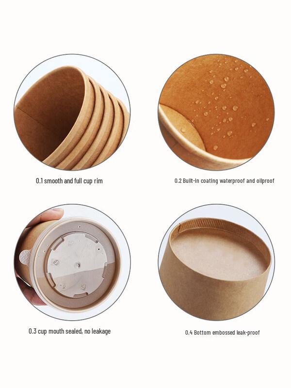 Disposable Kraft Paper Takeaway Food Container with Lid