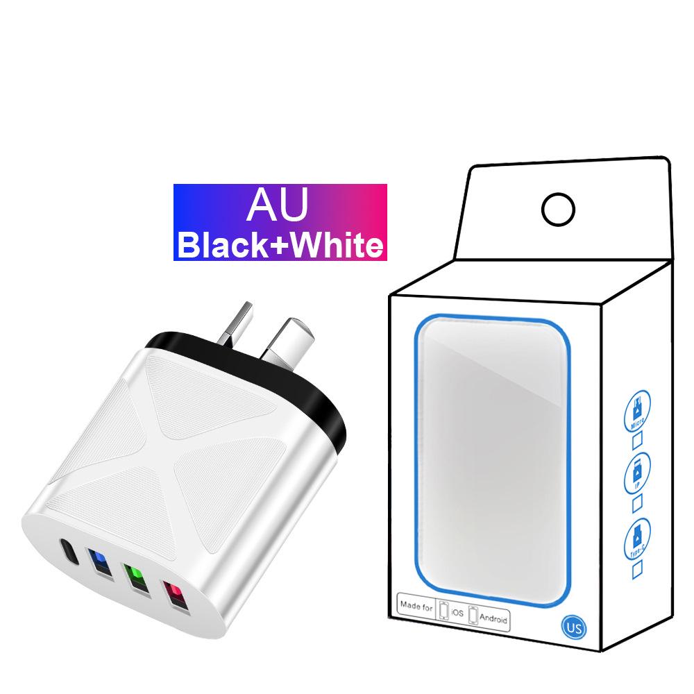 Multi-Port Travel Charger: 3 USB, Type-C, 5V2.4A EU/US/UK Standards