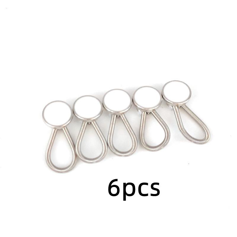 2/6 Pcs 10mm Metal Collar Buttons Extenders Elastic Button Extender Neck Extenders for Women & Men Jeans Skirt Shirt Dress Coat