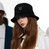 Unisex Cotton Solid Color Bucket Hat Women Men Smile Face Sun Hat Outdoor Sports Travel Fishermen Hats Korean Style Hip Hop Caps
