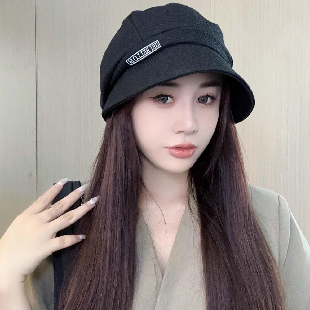 Casual Outdoor Beach Hat Solid Color Duckbill Hat Peaked Cap Wide Brim Sun Hat Hiking