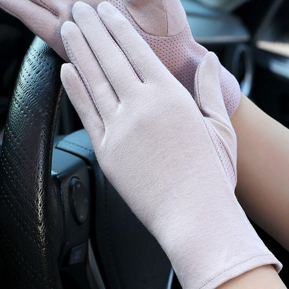 Five Fingers Gloves Cotton Solid Color Outdoor Mittens Women Driving Gloves Summer Sunscreen Gloves