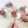 Set of 8 Artificial Flower Rose Boutonniere for Men Wedding with Pins Groom Boutonniere for Wedding Ceremony Formal Dinner Party Prom Flowers