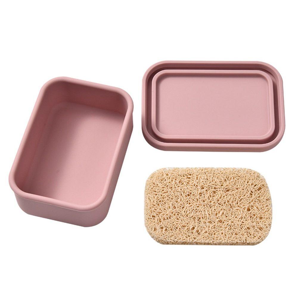 Silicone Drain Soap Dish Square Storage Box Multifunction Travel Soap Box Food Storage